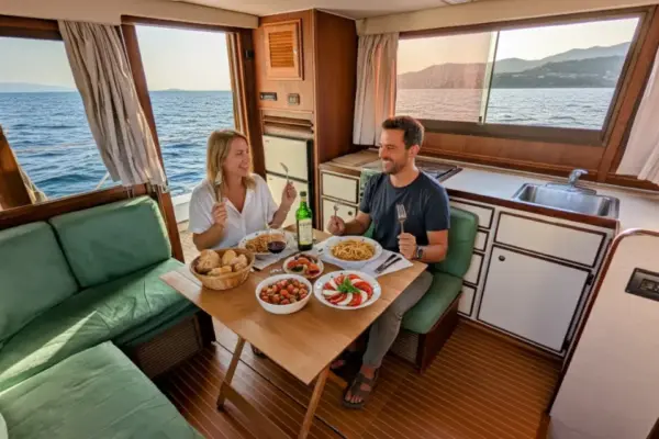 Hatteras pranzo a bordo